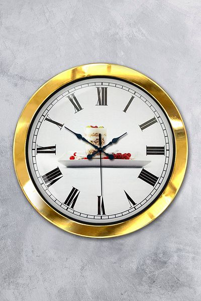 Kasva Concept Gift 36 cm Gold Metal Kitchen Wall Clock