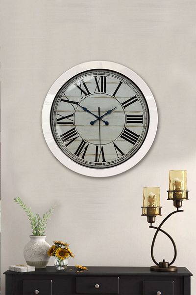 Kasva Concept Gift 36 cm White Metal Roman Numeral Wall Clock