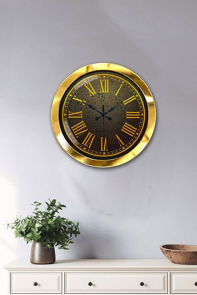 Kasva Concept Gift 36 cm Gold Metal Yellow Wall Clock