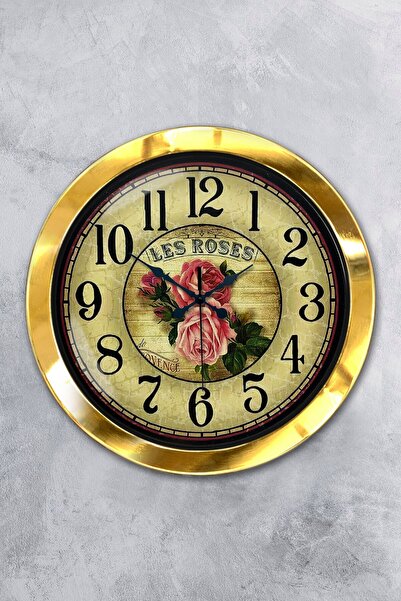 Platin Saat هدية ساعة حائط معدنية ذهبية اللون مقاس 36 سم