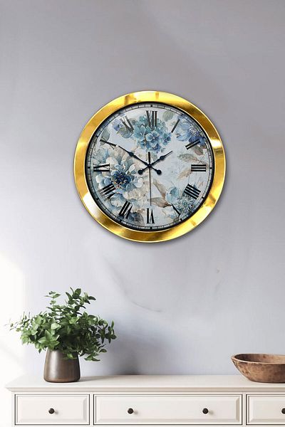Kasva Concept Δώρο 36 εκ. Χρυσό Μεταλλικό Ρολόι Τέχνης Τοίχου