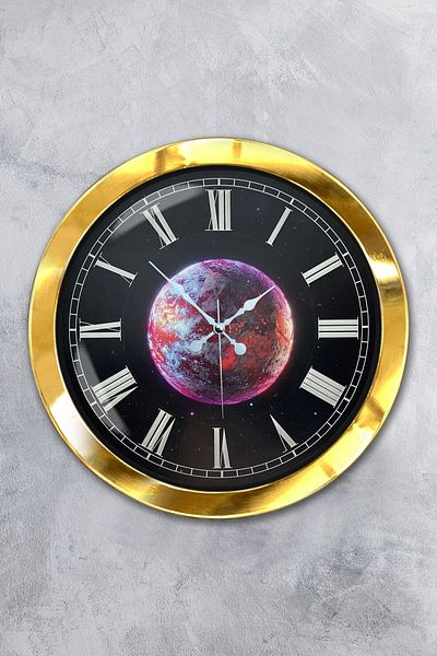 Kasva Concept Gift 36 cm Gold Metal Planet Wall Clock