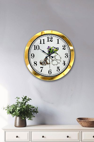 Kasva Concept Δώρο 36 εκ. Χρυσό Μεταλλικό Ρολόι Τοίχου Tailor