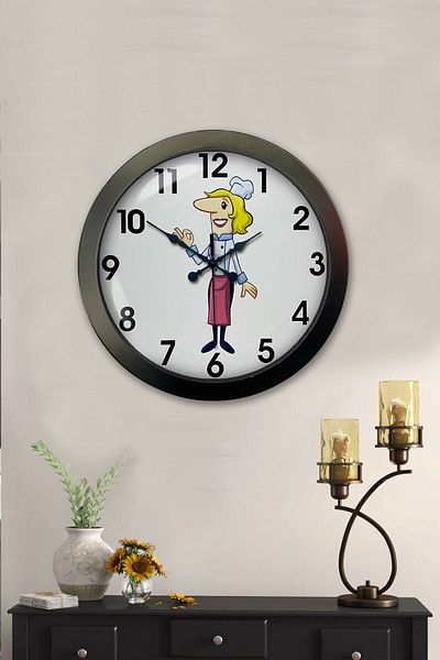 Kasva Concept Gift 36 cm Black Metal Kitchen Wall Clock