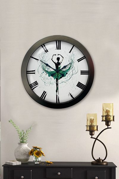 Kasva Concept Gift 36 Cm Black Metal Dance Wall Clock