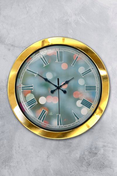 Platin Saat هدية ساعة حائط حديثة معدنية ذهبية مقاس 36 سم