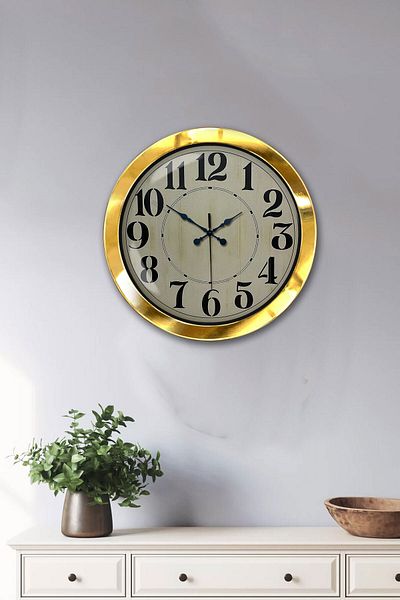 Kasva Concept Gift 36 cm Gold Metal Retro Wall Clock