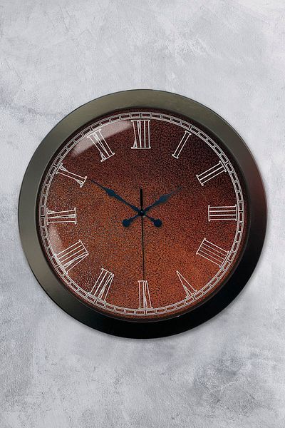 Kasva Concept Gift 36 Cm Black Metal Brown Wall Clock