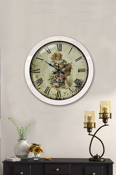 Kasva Concept Gift 36 cm White Metal Time Wall Clock