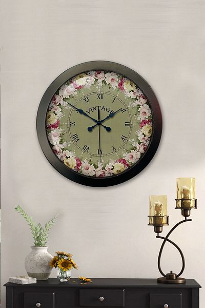 Kasva Concept Gift 36 cm Black Metal Vintage Wall Clock