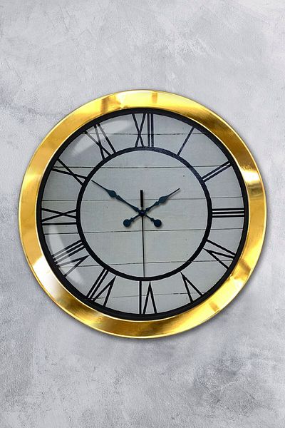 Kasva Concept Gift 36 cm Gold Metal Roman Numeral Wall Clock