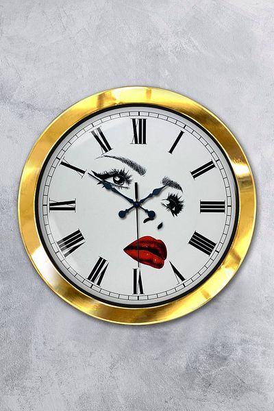 Kasva Concept Gift 36 cm Gold Metal Beauty Salon Wall Clock
