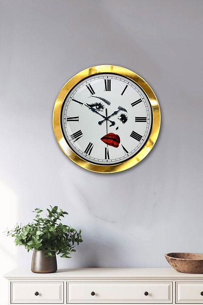 Kasva Concept Gift 36 cm Gold Metal Beauty Salon Wall Clock