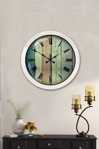 Kasva Concept 36 cm White Metal Roman Antique Wall Clock