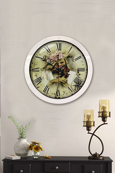 Kasva Concept Gift 36 cm White Metal Roman Wall Clock