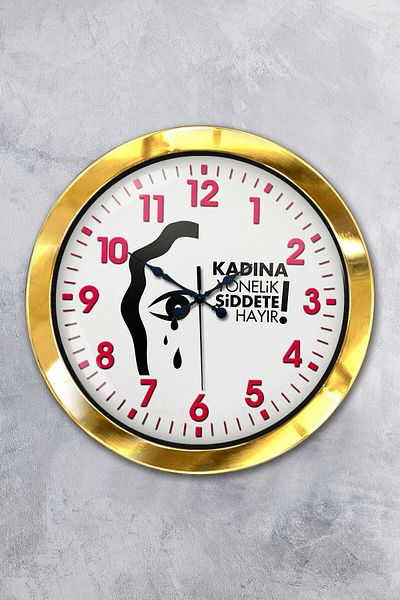Kasva Concept Gift 36 cm Gold Metal Social Message Wall Clock