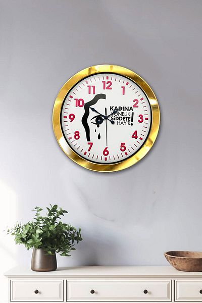 Kasva Concept Gift 36 cm Gold Metal Social Message Wall Clock