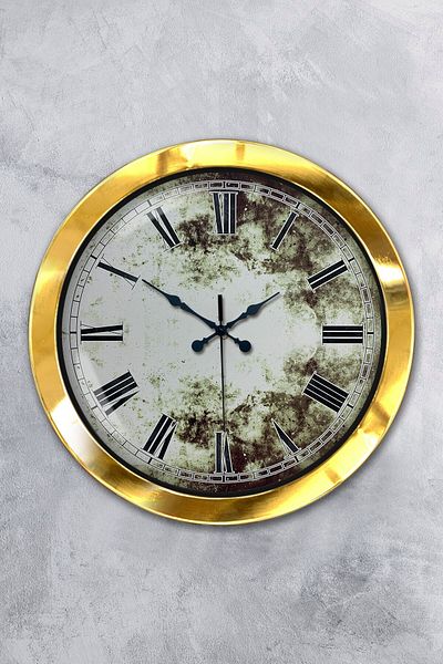 Kasva Concept 36 cm Gold Metal Antique Roman Wall Clock
