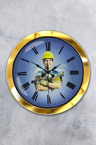 Kasva Concept Gift 36 cm Gold Metal Construction Sector Wall Clock