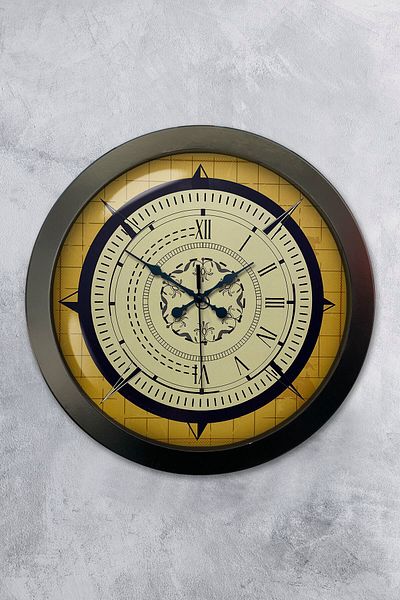 Kasva Concept Cadou 36 Cm Ceas de Perete Busola Metal Negru