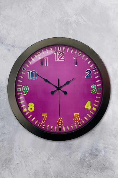 Kasva Concept Gift 36 cm Black Metal Colored Number Wall Clock