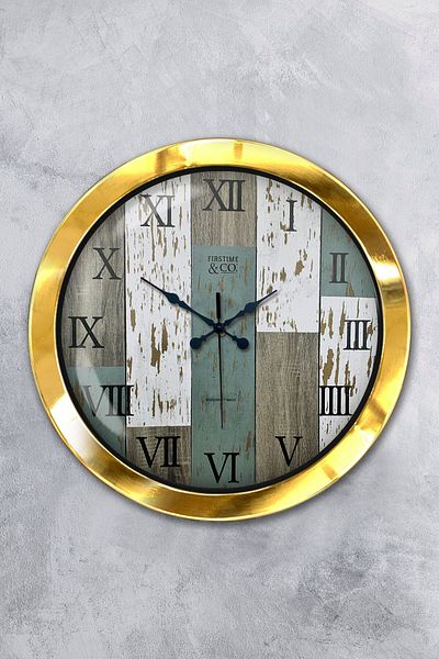 Kasva Concept Gift 36 cm Gold Metal Roman Wall Clock