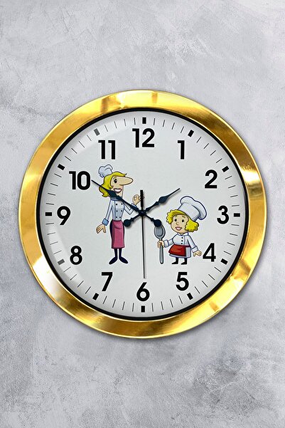 Platin Saat ساعة حائط نسائية معدنية ذهبية مقاس 36 سم