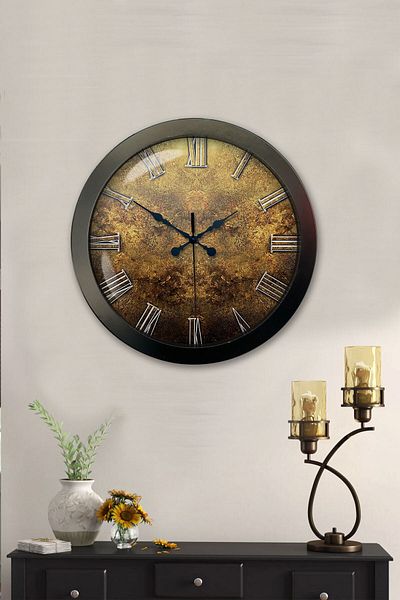 Kasva Concept Gift 36 cm Black Metal Girne Wall Clock