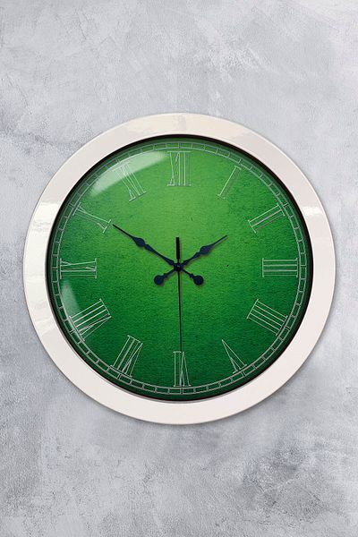 Kasva Concept Gift 36 cm White Metal Green Wall Clock