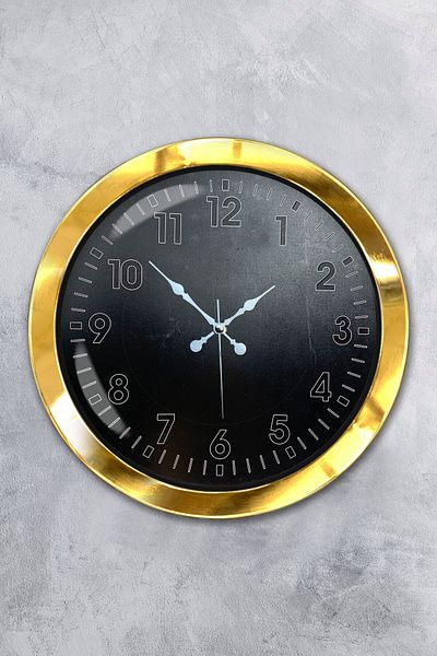 Kasva Concept Cadou 36 Cm Aur Metal Negru Ceas de Perete