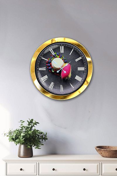 Kasva Concept Gift 36 cm Gold Metal Kitchen Wall Clock