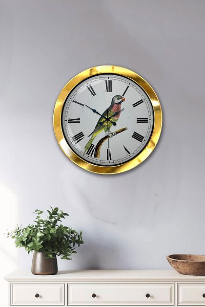 Kasva Concept Gift 36 cm Gold Metal Bird Wall Clock