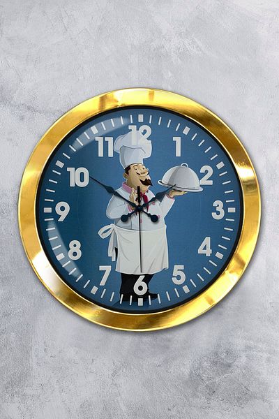 Kasva Concept Gift 36 cm Gold Metal Kitchen Wall Clock