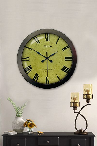 Kasva Concept Gift 36 cm Black Metal Roman Numeral Wall Clock