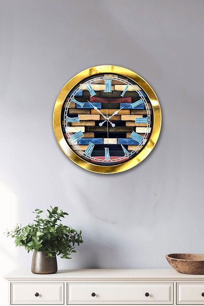 Kasva Concept Gift 36 cm Gold Metal Wood Wall Clock