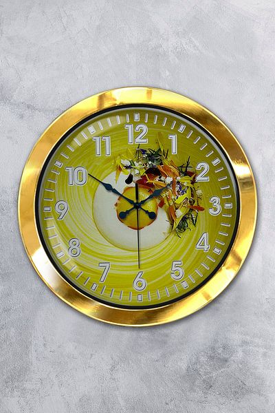 Kasva Concept Gift 36 cm Gold Metal Kitchen Wall Clock
