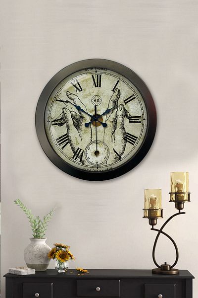 Kasva Concept Cadou 36 Cm Ceas de Perete London Metal Negru