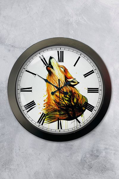 Kasva Concept Δώρο 36 εκ. Μαύρο Μεταλλικό Ρολόι Τοίχου Wolf