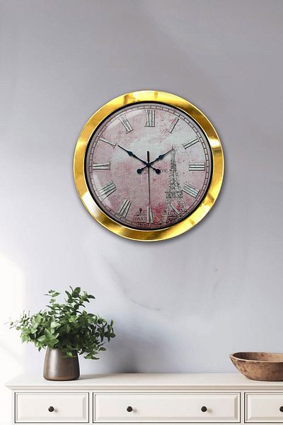 Kasva Concept Gift 36 cm Gold Metal Paris Wall Clock