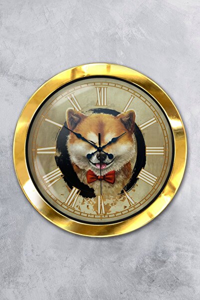 Platin Saat هدية ساعة حائط ذئب معدنية ذهبية مقاس 36 سم