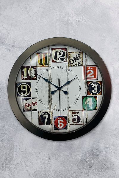 Kasva Concept Gift 36 cm Black Metal Decorative Wall Clock