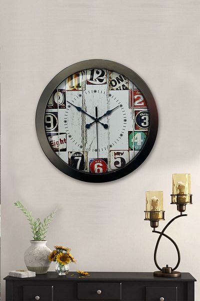 Kasva Concept Gift 36 cm Black Metal Decorative Wall Clock