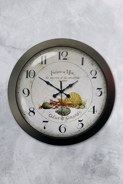 Kasva Concept Gift 36 cm Black Metal Fruits Wall Clock