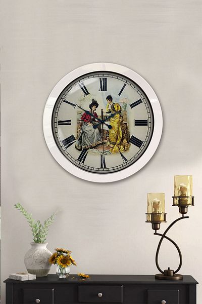 Kasva Concept Gift 36 cm White Metal Nostalgia Wall Clock
