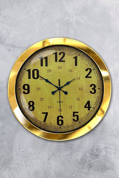 Kasva Concept Gift 36 cm Gold Metal Yellow Wall Clock