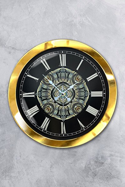 Platin Saat ساعة حائط بنمط عثماني معدني ذهبي مقاس 36 سم