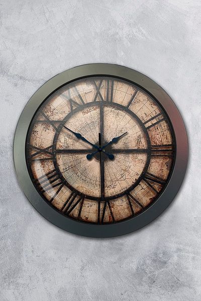 Kasva Concept Gift 36 cm Chrome Metal Antique Wall Clock