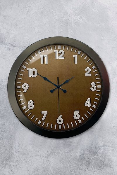 Kasva Concept Gift 36 Cm Black Metal Brown Wall Clock