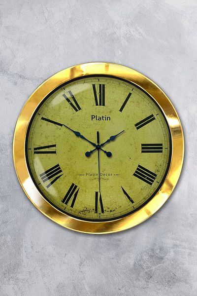 Kasva Concept Gift 36 cm Gold Metal Roman Numeral Wall Clock