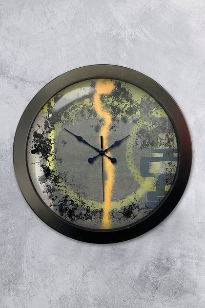 Kasva Concept Gift 36 Cm Black Metal Modern Line Wall Clock